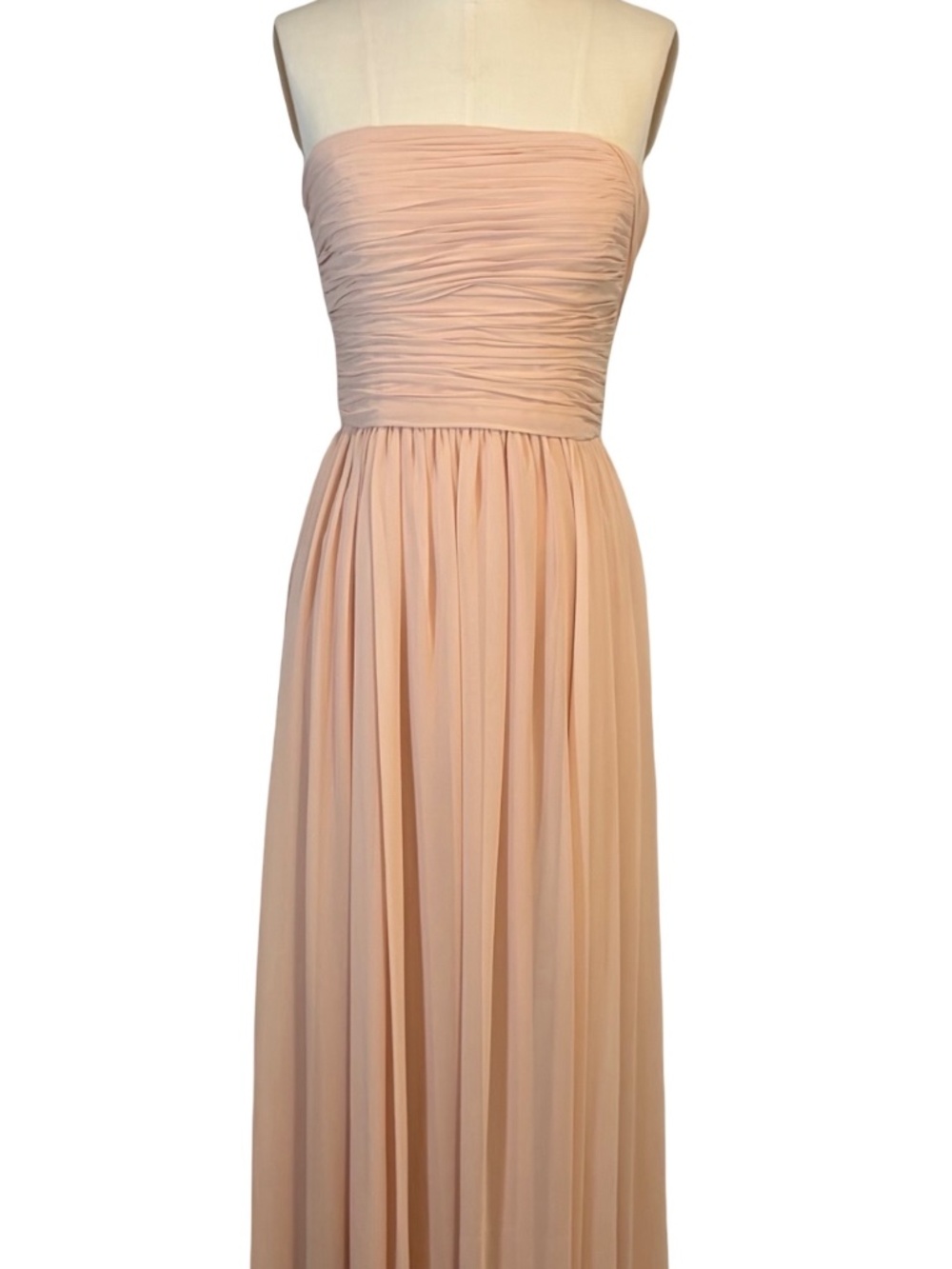 Vera Wang Blush Tone Strapless Gown Dress - Rouched Details Formal Prom Size 4